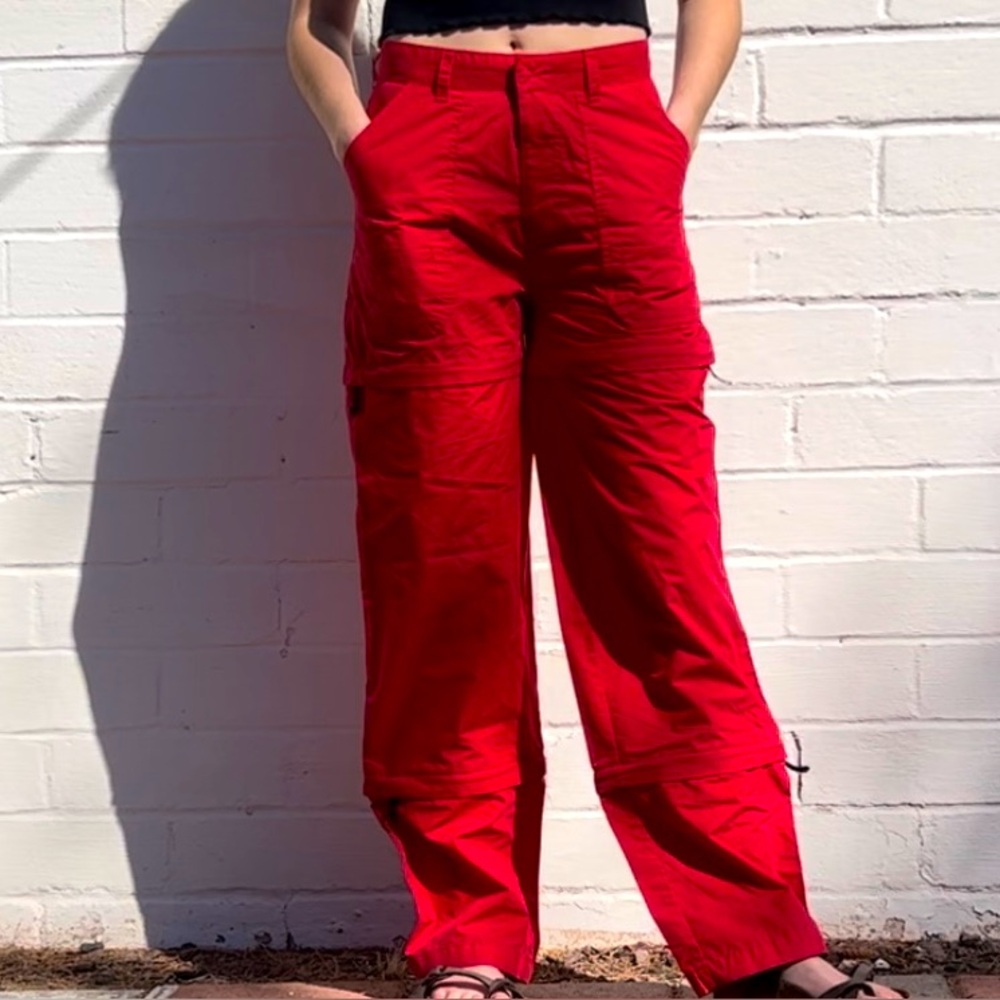 Red Women's Zip Off Cargo Pants